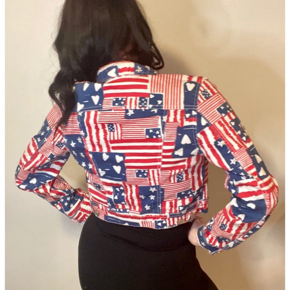 H&M Cropped American Flag Jacket - Picture 2 of 2